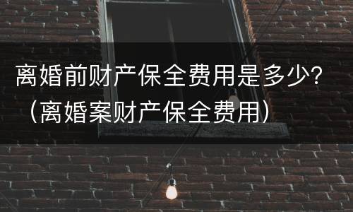 离婚前财产保全费用是多少？（离婚案财产保全费用）