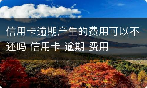 信用卡逾期产生的费用可以不还吗 信用卡 逾期 费用