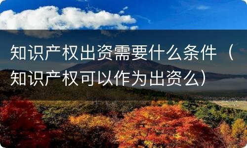 知识产权出资需要什么条件（知识产权可以作为出资么）