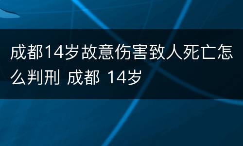成都14岁故意伤害致人死亡怎么判刑 成都 14岁