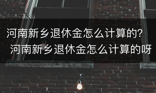 河南新乡退休金怎么计算的？ 河南新乡退休金怎么计算的呀