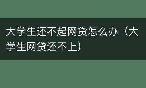 大学生还不起网贷怎么办（大学生网贷还不上）