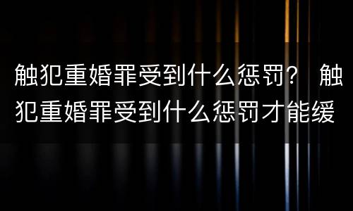 触犯重婚罪受到什么惩罚？ 触犯重婚罪受到什么惩罚才能缓刑