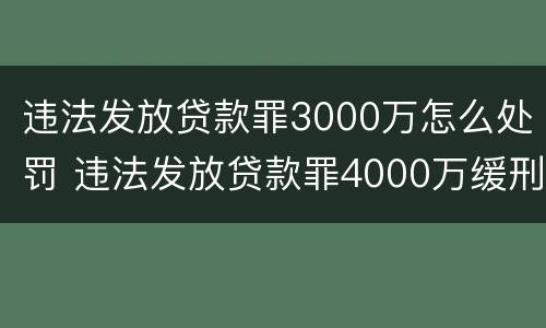 违法发放贷款罪3000万怎么处罚 违法发放贷款罪4000万缓刑
