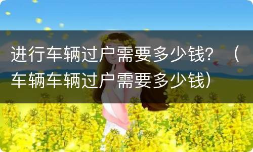 进行车辆过户需要多少钱？（车辆车辆过户需要多少钱）