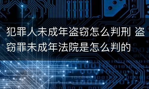犯罪人未成年盗窃怎么判刑 盗窃罪未成年法院是怎么判的