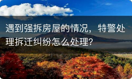 遇到强拆房屋的情况，特警处理拆迁纠纷怎么处理？