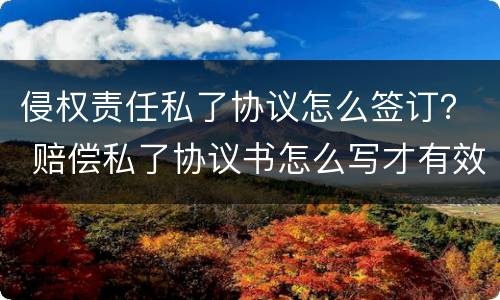 侵权责任私了协议怎么签订？ 赔偿私了协议书怎么写才有效