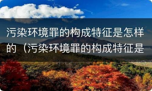污染环境罪的构成特征是怎样的（污染环境罪的构成特征是怎样的判断）