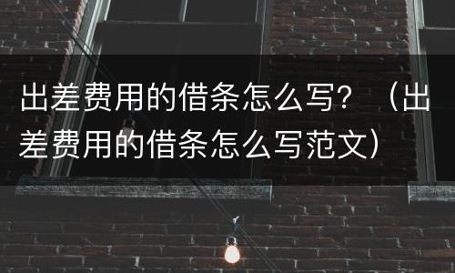 出差费用的借条怎么写？（出差费用的借条怎么写范文）
