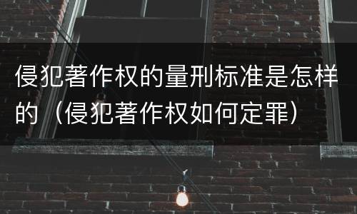 侵犯著作权的量刑标准是怎样的（侵犯著作权如何定罪）
