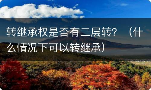 转继承权是否有二层转？（什么情况下可以转继承）