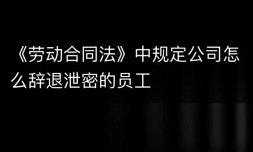 《劳动合同法》中规定公司怎么辞退泄密的员工