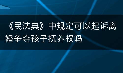 《民法典》中规定可以起诉离婚争夺孩子抚养权吗