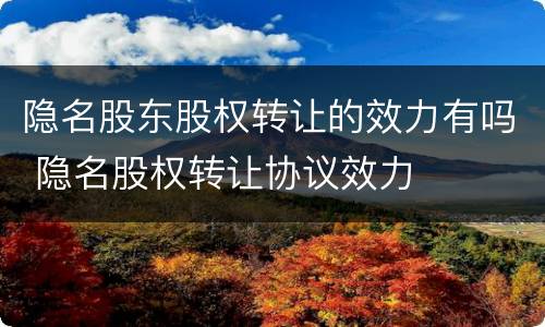隐名股东股权转让的效力有吗 隐名股权转让协议效力
