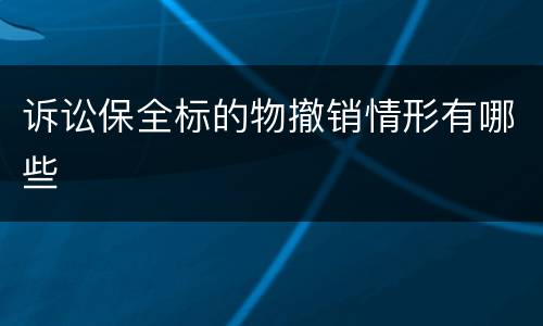 诉讼保全标的物撤销情形有哪些