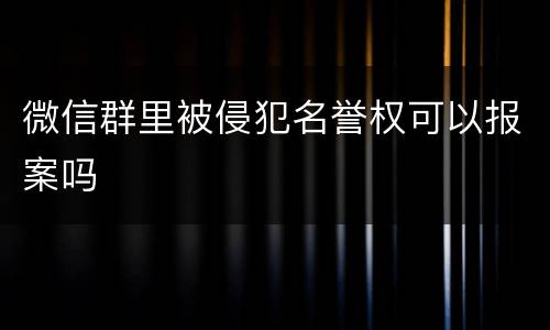 微信群里被侵犯名誉权可以报案吗