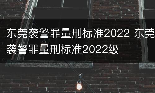 东莞袭警罪量刑标准2022 东莞袭警罪量刑标准2022级
