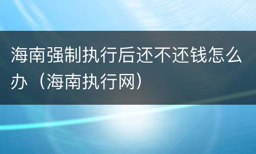 海南强制执行后还不还钱怎么办（海南执行网）