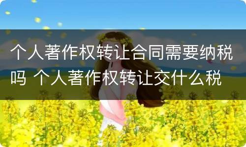 个人著作权转让合同需要纳税吗 个人著作权转让交什么税