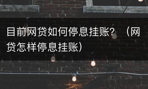 目前网贷如何停息挂账？（网贷怎样停息挂账）