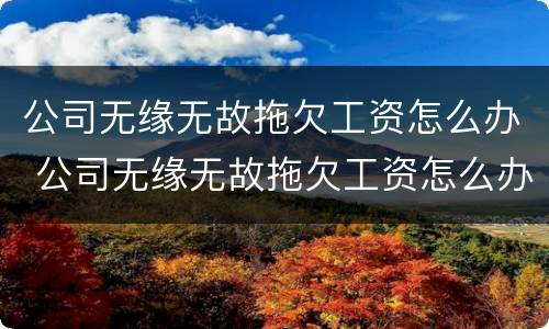 公司无缘无故拖欠工资怎么办 公司无缘无故拖欠工资怎么办呢
