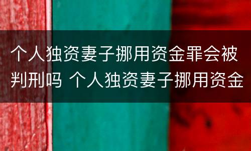 个人独资妻子挪用资金罪会被判刑吗 个人独资妻子挪用资金罪会被判刑吗多少年