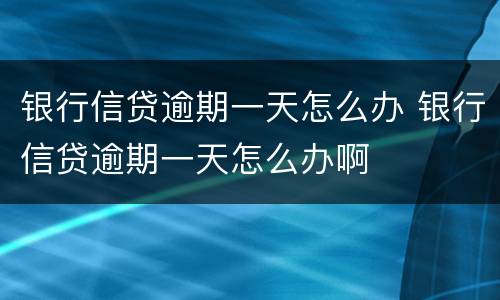银行信贷逾期一天怎么办 银行信贷逾期一天怎么办啊