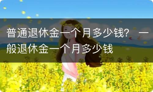 普通退休金一个月多少钱？ 一般退休金一个月多少钱