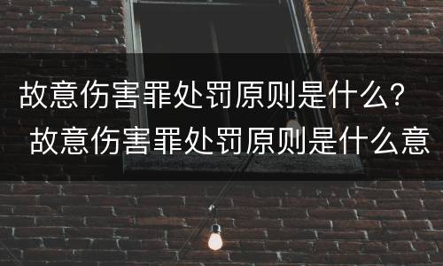 故意伤害罪处罚原则是什么？ 故意伤害罪处罚原则是什么意思