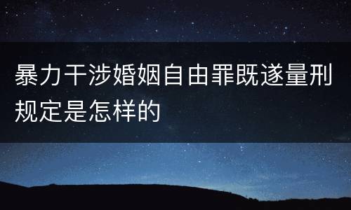 暴力干涉婚姻自由罪既遂量刑规定是怎样的
