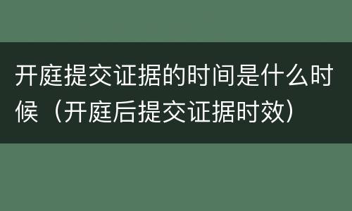 开庭提交证据的时间是什么时候（开庭后提交证据时效）