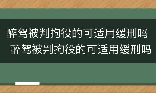 醉驾被判拘役的可适用缓刑吗 醉驾被判拘役的可适用缓刑吗女性