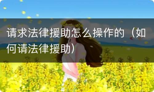 请求法律援助怎么操作的（如何请法律援助）