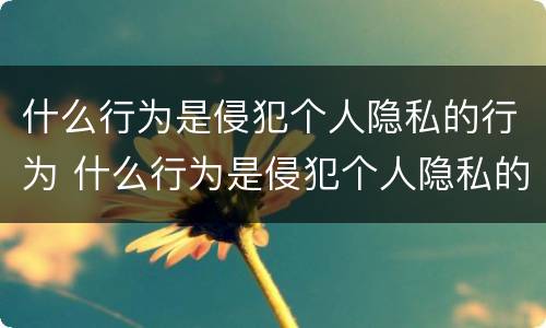 什么行为是侵犯个人隐私的行为 什么行为是侵犯个人隐私的行为之一