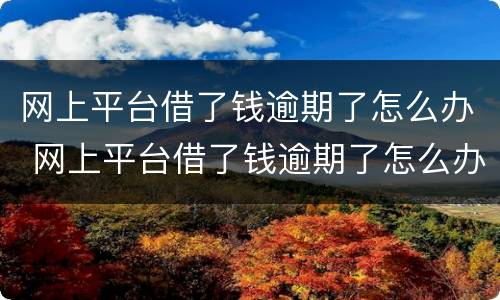 网上平台借了钱逾期了怎么办 网上平台借了钱逾期了怎么办呢