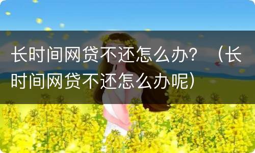 长时间网贷不还怎么办？（长时间网贷不还怎么办呢）