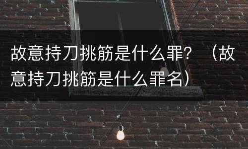 故意持刀挑筋是什么罪？（故意持刀挑筋是什么罪名）