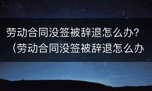劳动合同没签被辞退怎么办？（劳动合同没签被辞退怎么办）