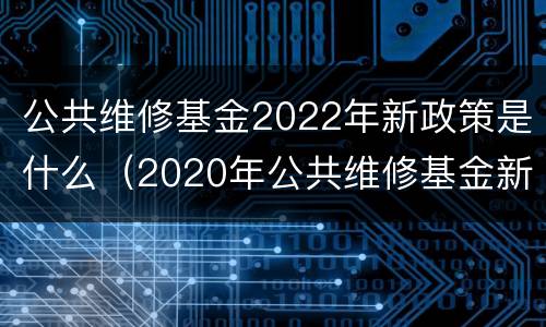 公共维修基金2022年新政策是什么（2020年公共维修基金新规）