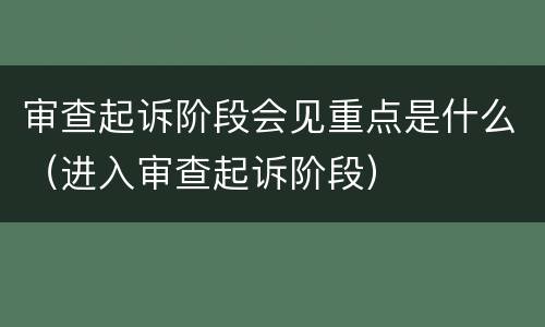 审查起诉阶段会见重点是什么（进入审查起诉阶段）