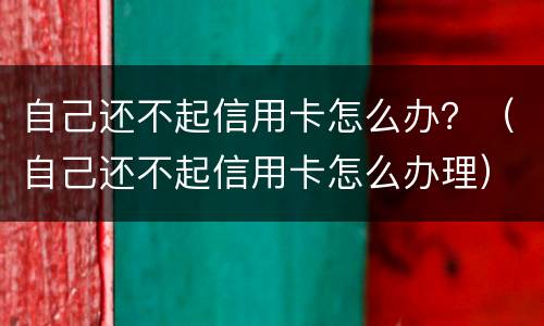 自己还不起信用卡怎么办？（自己还不起信用卡怎么办理）