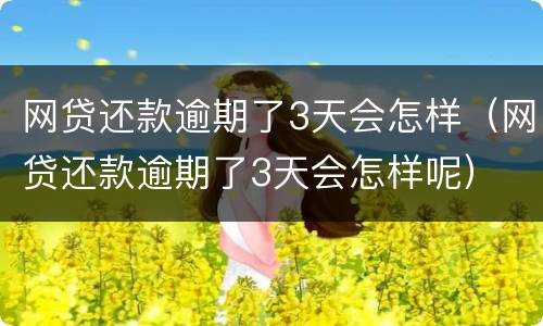 网贷还款逾期了3天会怎样（网贷还款逾期了3天会怎样呢）