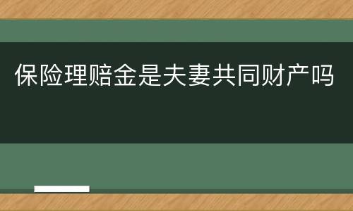 保险理赔金是夫妻共同财产吗