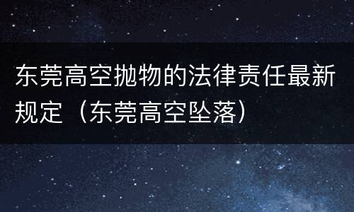东莞高空抛物的法律责任最新规定（东莞高空坠落）