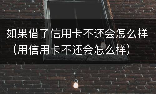 如果借了信用卡不还会怎么样（用信用卡不还会怎么样）