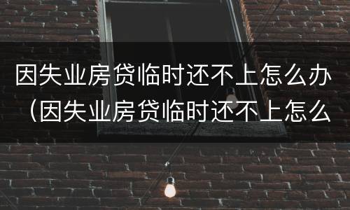 因失业房贷临时还不上怎么办（因失业房贷临时还不上怎么办呢）