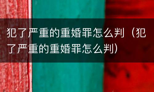犯了严重的重婚罪怎么判（犯了严重的重婚罪怎么判）