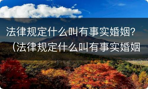 法律规定什么叫有事实婚姻？（法律规定什么叫有事实婚姻信息）