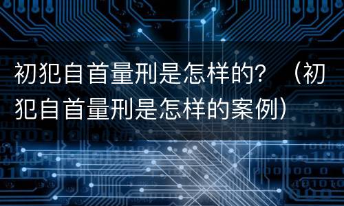 初犯自首量刑是怎样的？（初犯自首量刑是怎样的案例）